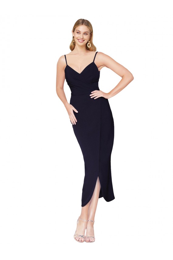 Purchase Stretch Crepe Mermaid Knee Length Sleeveless V-Back Formal Dress