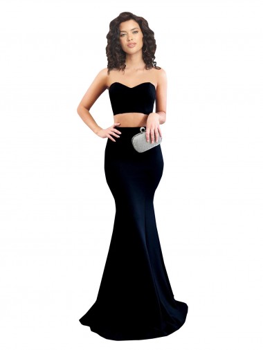Purchase Stretch Crepe Mermaid Long Sleeveless Low Back Prom Dresses