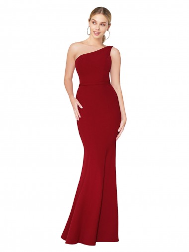 Purchase Stretch Crepe Mermaid Mermaid Sleeveless Burgundy Formal Evening Dress
