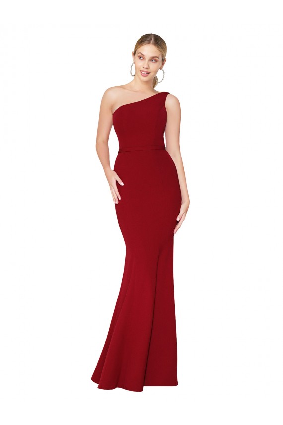 Purchase Stretch Crepe Mermaid Mermaid Sleeveless Burgundy Formal Evening Dress