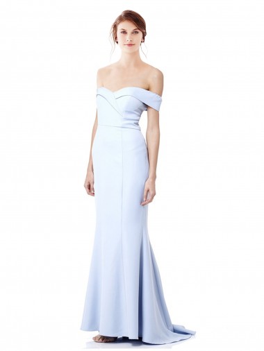 Purchase Stretch Crepe Mermaid Long Sleeveless Light Sky Blue Formal Dress
