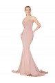 Purchase Stretch Crepe Mermaid Long Sleeveless Mauve Low Back Formal Dress