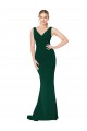 Purchase Stretch Crepe Mermaid Long Sleeveless Midnight Green Formal Evening Dress