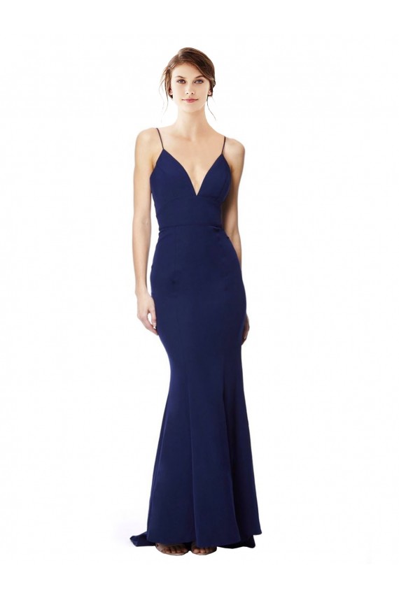 Purchase Stretch Crepe Mermaid Long Sleeveless Open Back Formal Dress
