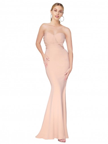 Purchase Stretch Crepe Mermaid Long Sleeveless Evening Gown