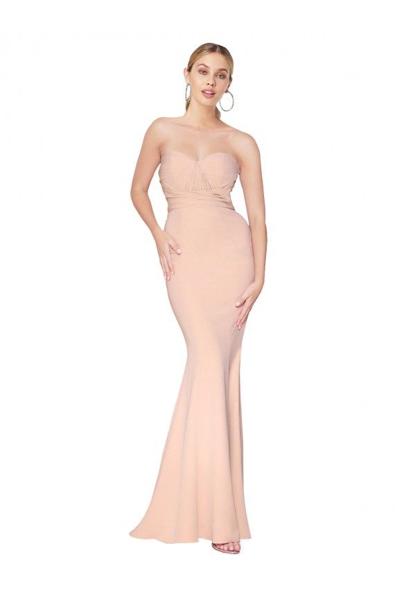 Purchase Stretch Crepe Mermaid Long Sleeveless Evening Gown