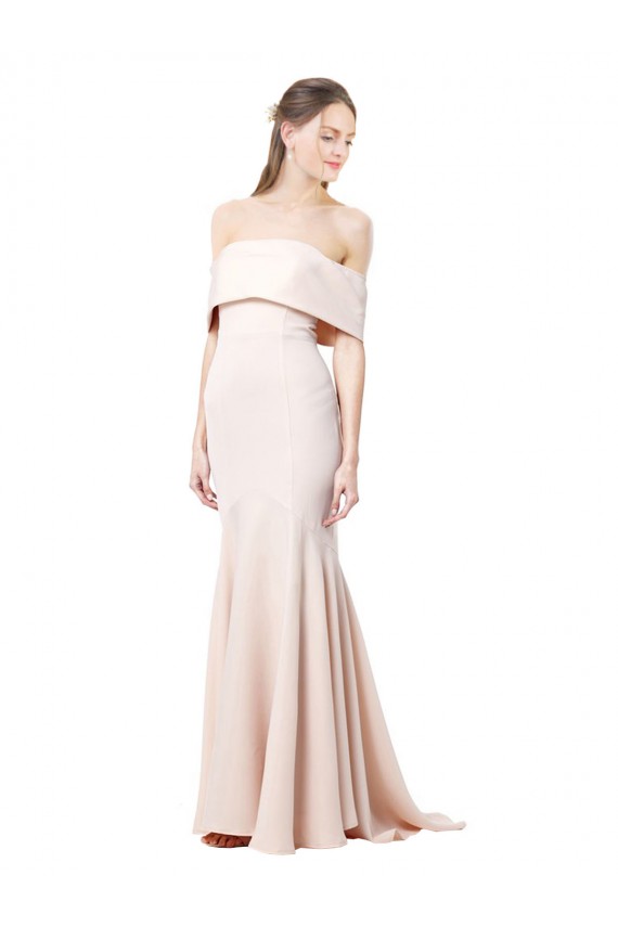 Purchase Stretch Crepe Mermaid Long Sleeveless Nude Formal Evening Dress