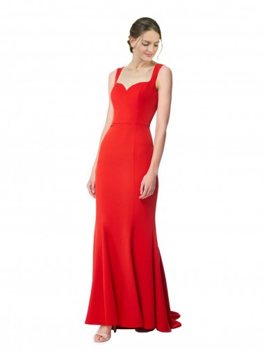 Purchase Stretch Crepe Mermaid Long Red Formal Evening Dress