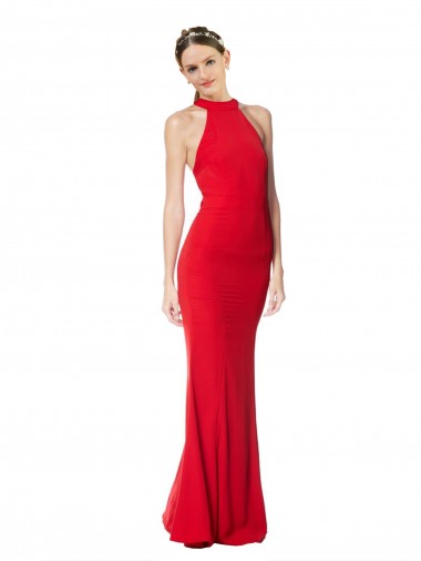 Purchase Stretch Crepe Mermaid Long Sleeveless Prom Dress