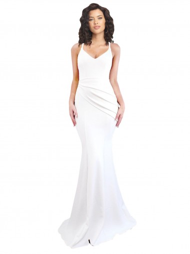 Purchase Stretch Crepe Mermaid Long Sleeveless Low Back Black Tie Evening Dress