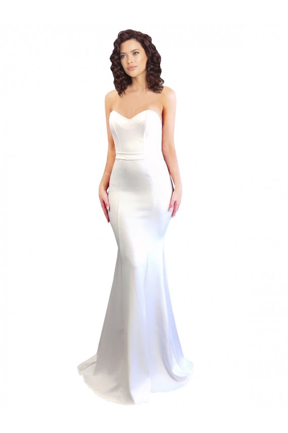 Purchase Stretch Crepe Mermaid Long Sleeveless Low Back Formal Evening Dress