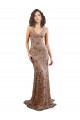Purchase Stretch Crepe & Sequin Tulle Mermaid Long Sleeveless Backless Rose Gold Prom Dresses