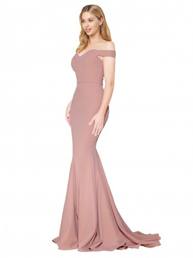 Purchase Stretch Crepe Mermaid Sweep Train Sleeveless Formal Evening Dress