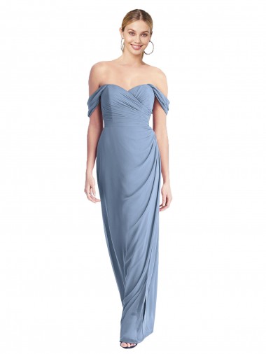 Purchase Soft Chiffon Mermaid Long Sleeveless Low Back Semi Formal Evening Dress