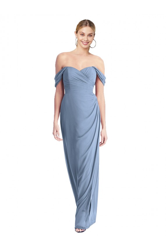 Purchase Soft Chiffon Mermaid Long Sleeveless Low Back Semi Formal Evening Dress