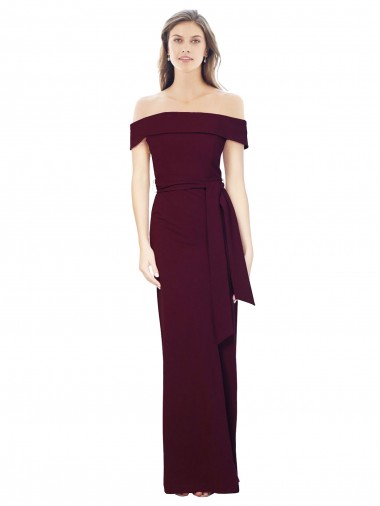 Purchase Stretch Crepe Mermaid Long Sleeveless Off the Shoulder Low Back Prom Dresses