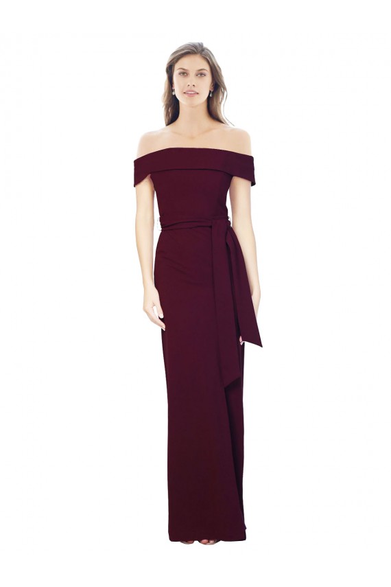 Purchase Stretch Crepe Mermaid Long Sleeveless Off the Shoulder Low Back Prom Dresses