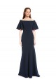 Purchase Stretch Crepe Mermaid Short Sleeves Long Evening Dress