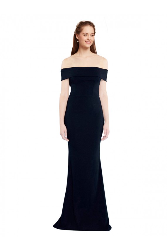 Purchase Stretch Crepe Mermaid Long Sleeveless Keyhole Back Formal Dress