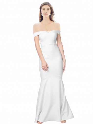 Purchase Stretch Crepe Mermaid Long Sleeveless Ivory Low Back Formal Dress
