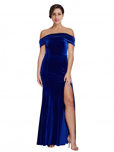 Purchase Stretch Velvet Mermaid Long Sleeveless Formal Evening Dress