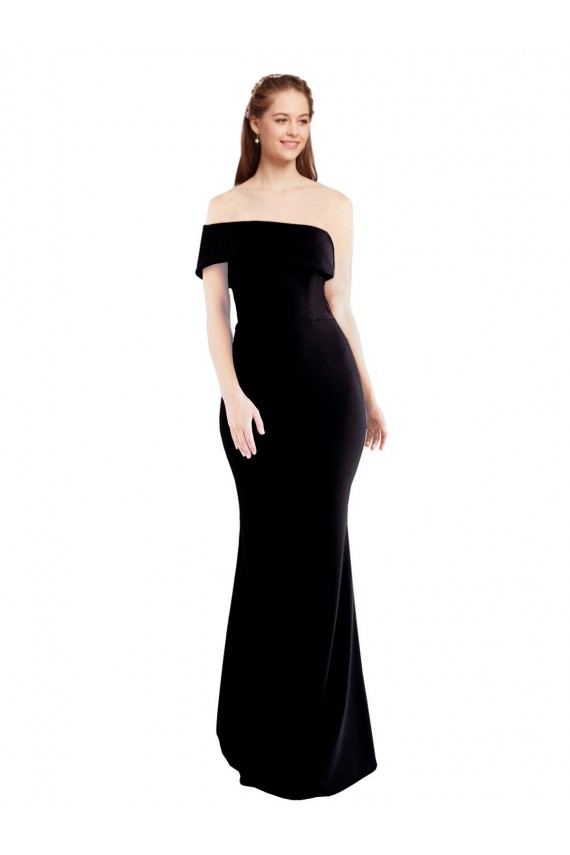 Purchase Stretch Crepe Mermaid Long Sleeveless Keyhole Back Prom Dresses