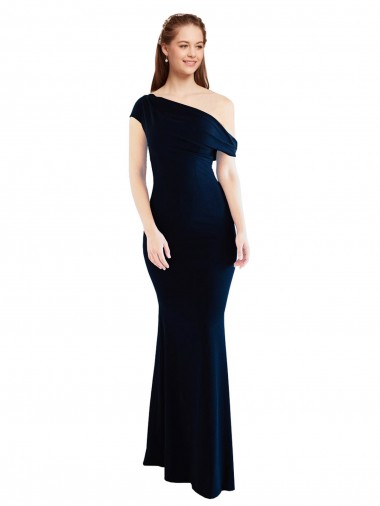 Purchase Stretch Crepe Mermaid Long Sleeveless One Shoulder Prom Dresses