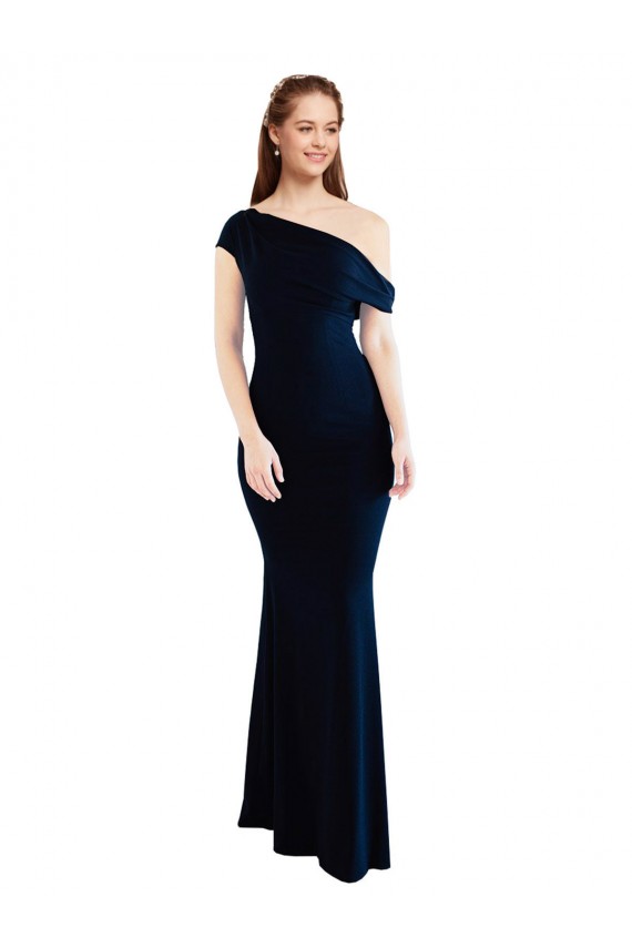 Purchase Stretch Crepe Mermaid Long Sleeveless One Shoulder Prom Dresses