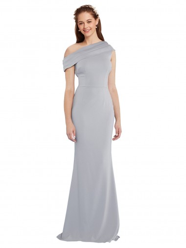 Purchase Stretch Crepe Mermaid Long Sleeveless Grey Formal Dress