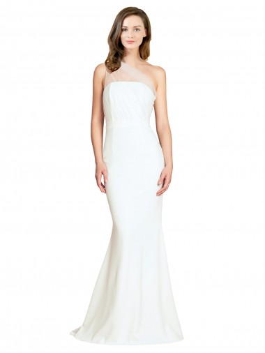 Purchase Stretch Crepe & Tulle Mermaid Sweep Train Sleeveless Formal Evening Dress