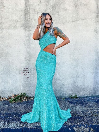 Purchase Velvet Sequin Mermaid Sweep Train Sleeveless Long Evening Dress