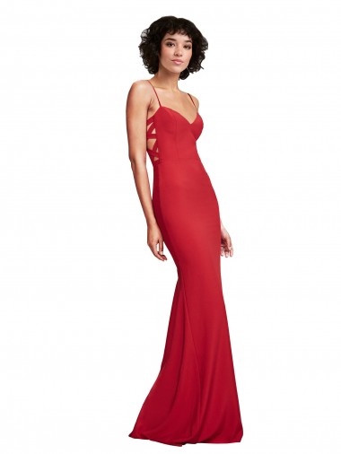Purchase Stretch Crepe Mermaid Long Sleeveless Spaghetti Straps Evening Dress