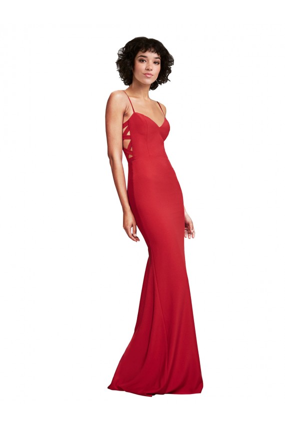 Purchase Stretch Crepe Mermaid Long Sleeveless Spaghetti Straps Evening Dress