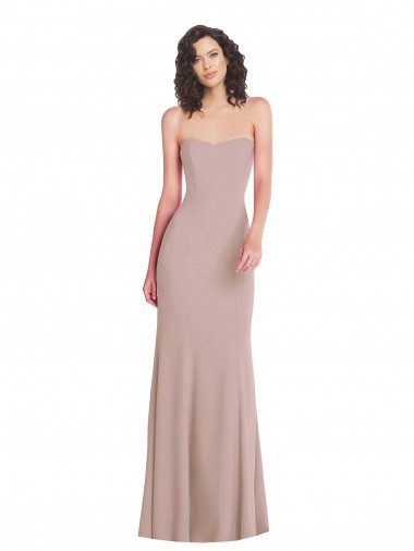 Purchase Stretch Crepe Mermaid Long Sleeveless Dusty Pink Formal Dress