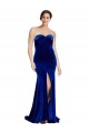 Purchase Stretch Velvet Mermaid Sweep Train Sleeveless Low Back Front Slit Prom Dresses