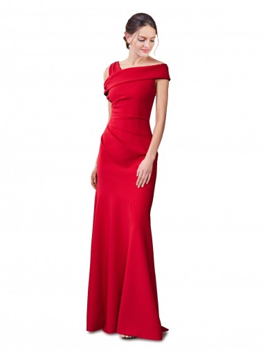 Purchase Stretch Crepe Mermaid Long Sleeveless Red Formal Evening Dress