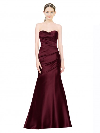 Purchase Satin Mermaid Long Sleeveless Low Back Formal Evening Dress