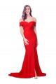 Purchase Stretch Crepe Mermaid Long Sleeveless Red Prom Dresses