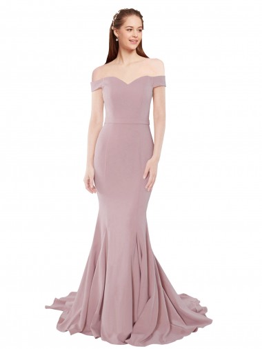 Purchase Stretch Crepe Mermaid Sweep Train Sleeveless Evening Dress