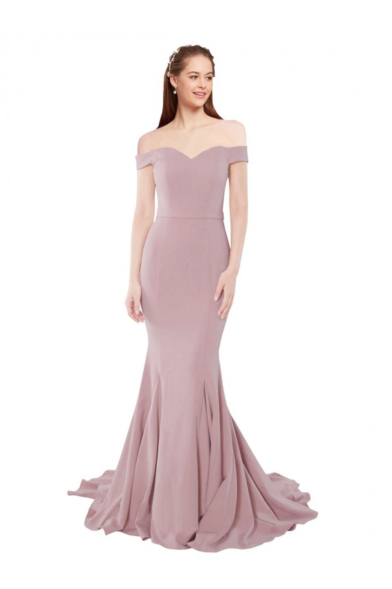 Purchase Stretch Crepe Mermaid Sweep Train Sleeveless Evening Dress