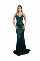 Purchase Sequin Mermaid Long Sleeveless Low Back Dark Green Prom Dresses