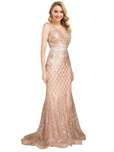 Purchase Sequin & Sparkling Sequin Mermaid Long Sleeveless V-Back Plus Size Formal Evening Dress