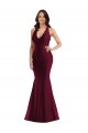 Purchase Silky Satin Mermaid Long Sleeveless Open Back Burgundy Prom Dresses
