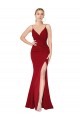 Purchase Stretch Crepe Mermaid Long Sleeveless V-Back Burgundy Prom Dresses