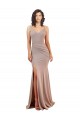 Purchase Stretch Crepe Mermaid Long Sleeveless Low Back Side Slit Prom Dresses