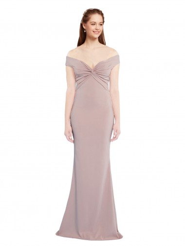 Purchase Stretch Crepe Mermaid Long Sleeveless Off the Shoulder Keyhole Back Prom Dresses