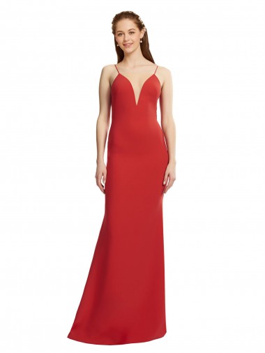 Purchase Stretch Crepe Mermaid Long Sleeveless Open Back Formal Evening Gown