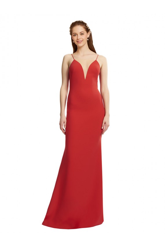 Purchase Stretch Crepe Mermaid Long Sleeveless Open Back Formal Evening Gown