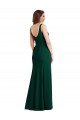 Purchase Stretch Crepe Trumpet Long Sleeveless Midnight Green Semi Formal Evening Dress
