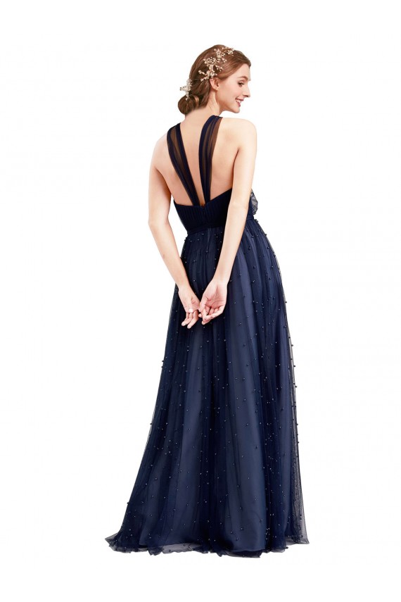 Purchase Soft Tulle A-Line Long Sleeveless Evening Dress